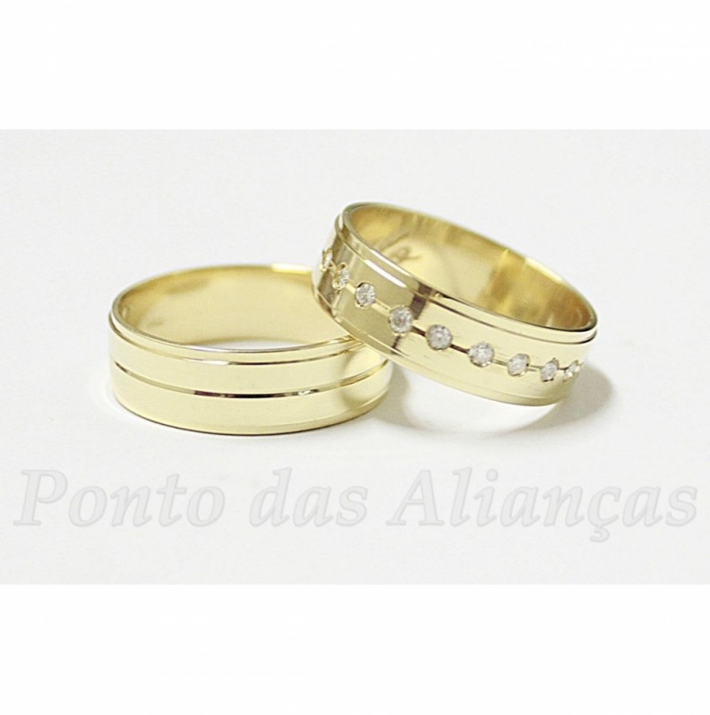 Aliança de Casamento com Pedra sob Encomenda Vila Prudente - Aliança de Casamento com Pedra