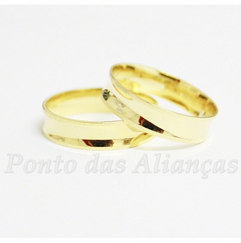 Aliança de Casamento de Ouro sob Encomenda Jd da Conquista - Aliança de Casamento com Pedra