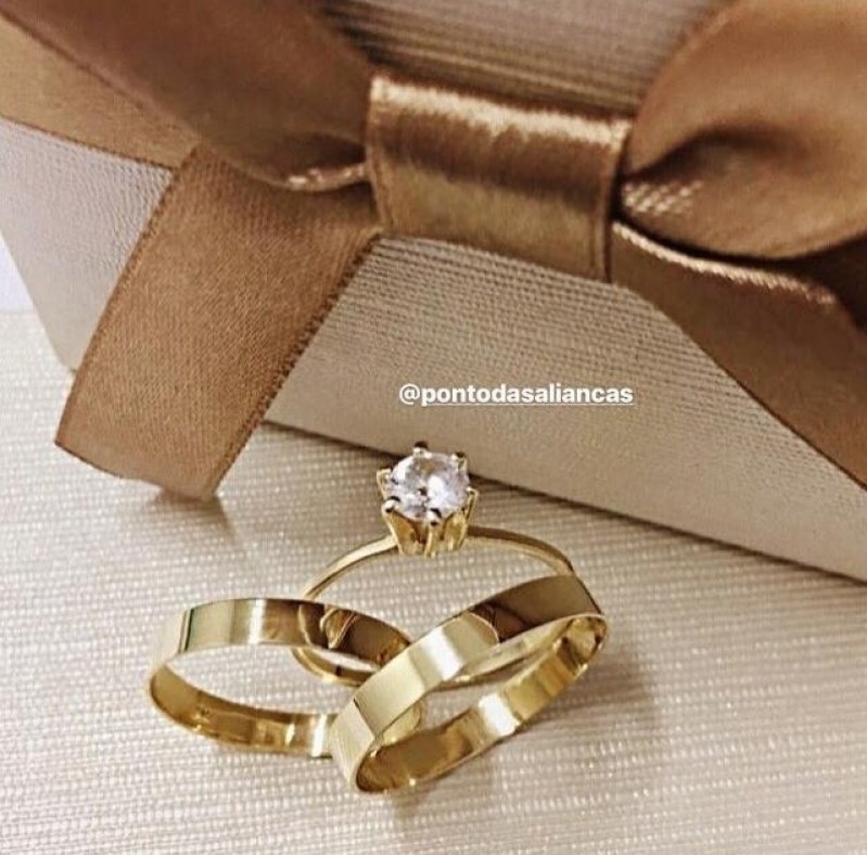 Aliança de Casamento Fina sob Encomenda Sé - Aliança de Casamento de Ouro Branco