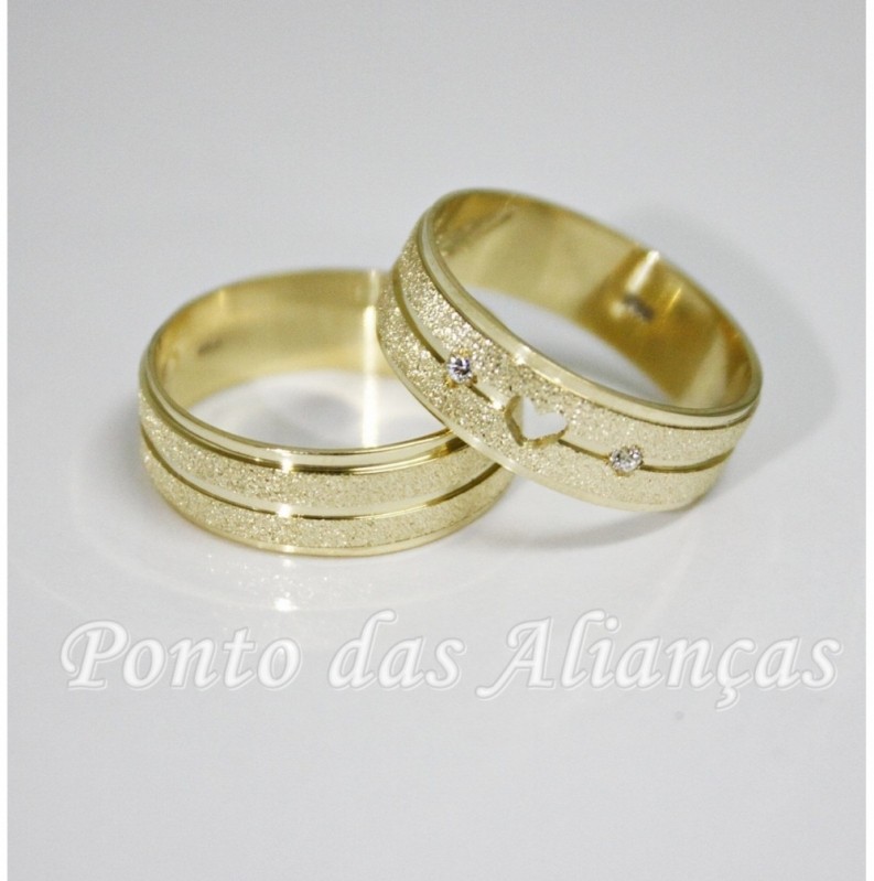 Alianças de Ouro com Coração Vila Matilde - Aliança de Ouro de Casamento