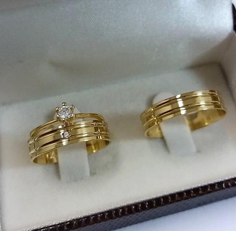 Pedido Aliança de Ouro com Pedra Mooca - Aliança de Ouro Casamento